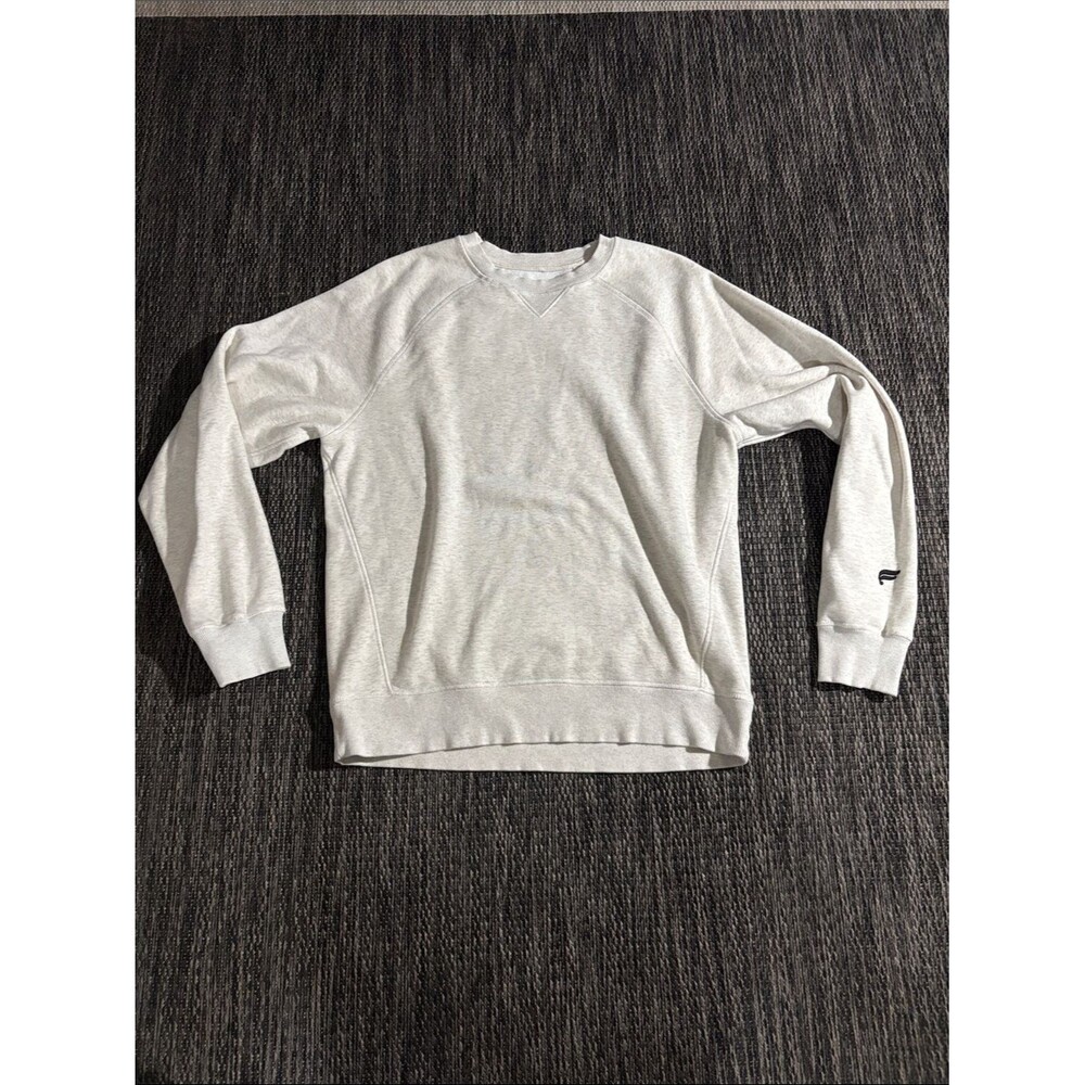 Fabletics The Year Round Terry Crew Pullover Sweatshirt Bone Heather Size Large